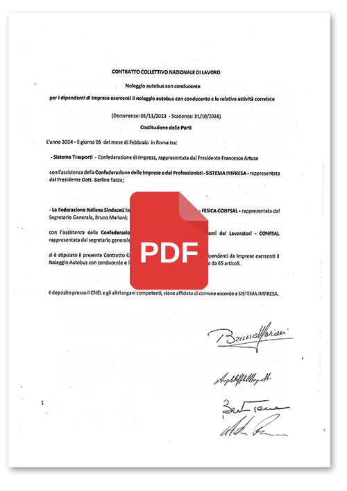 Sistema Trasporti Contratto Collettivo Nazionale del Lavoro Autobus Turistici